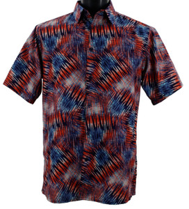 Bassiri Short Sleeve Camp Shirt - Blue & Red Splash Print